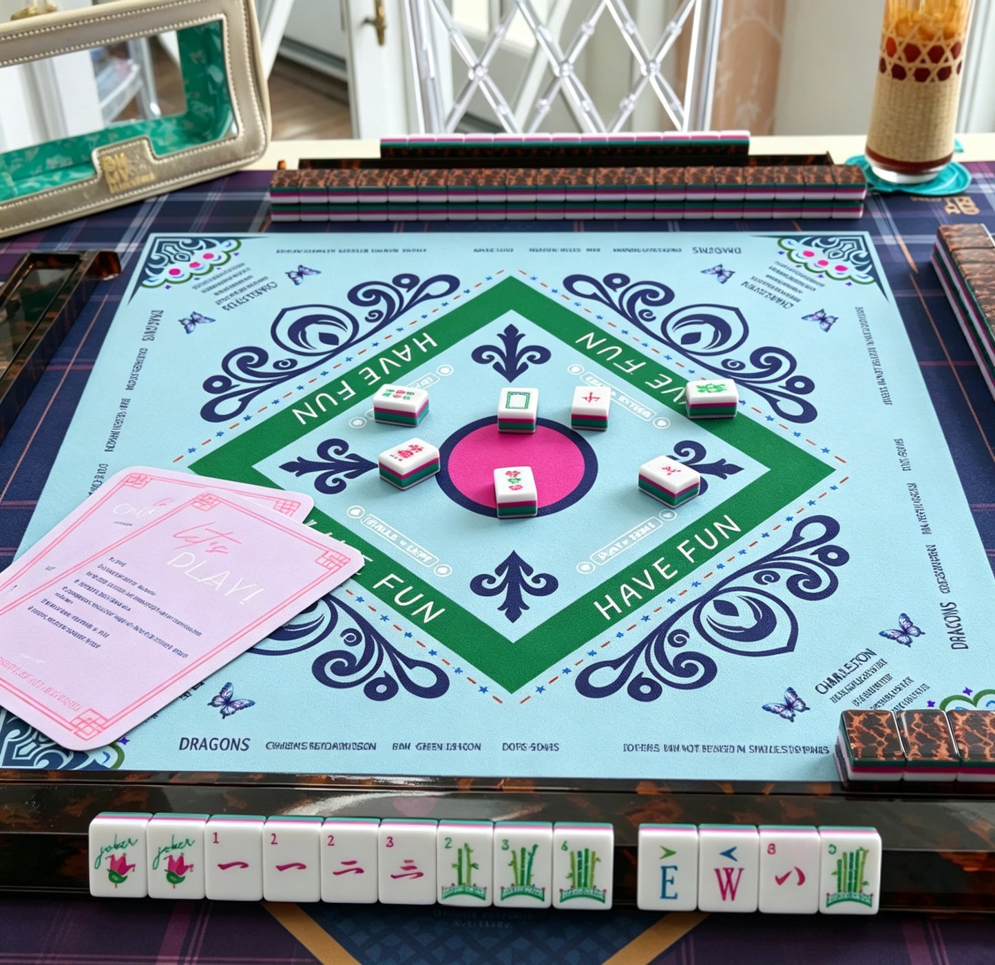 Mint blue Mahjong mat