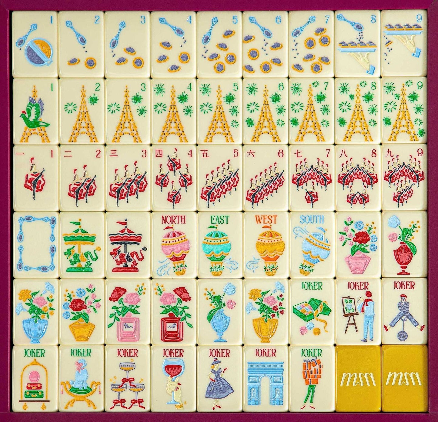 Yellow Paris Mahjong Tiles (38*25*12mm)