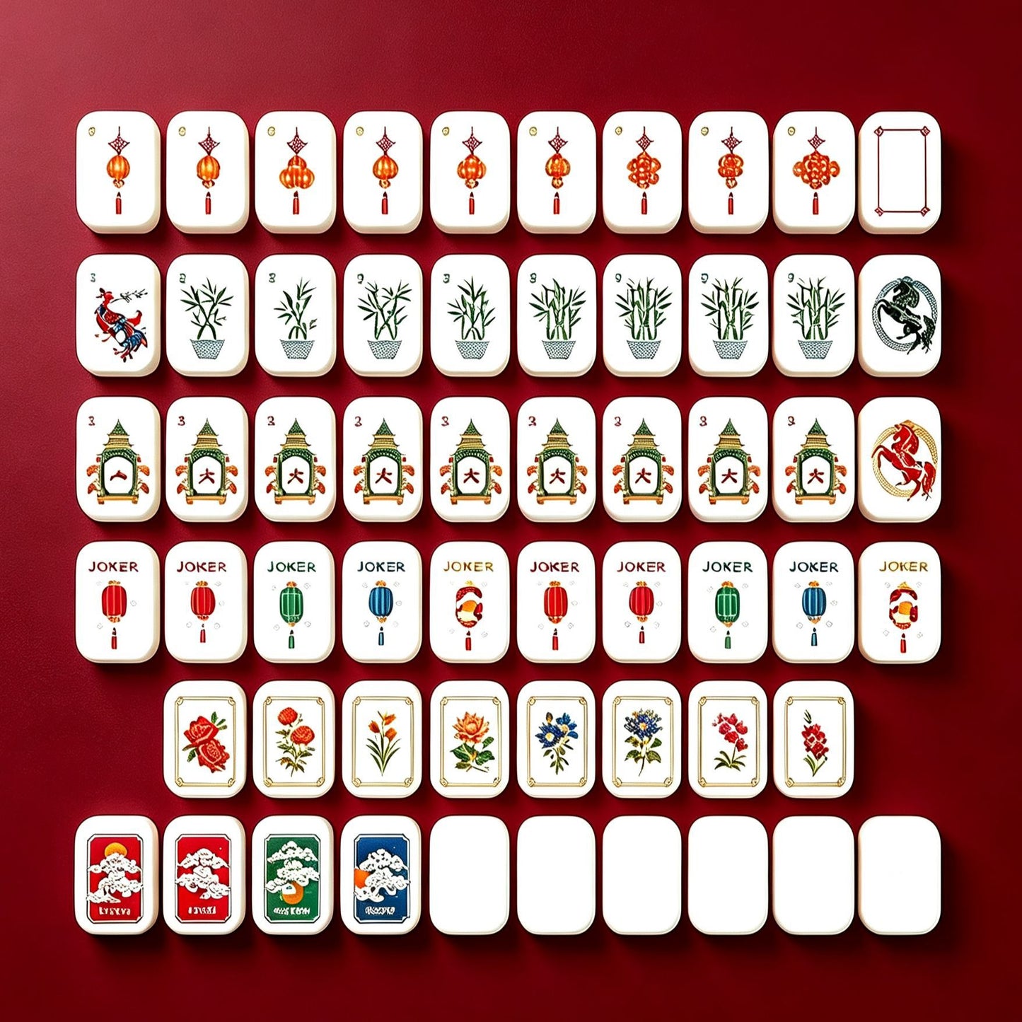 America Red Wealth Mahjong Tiles (36*25*11mm)