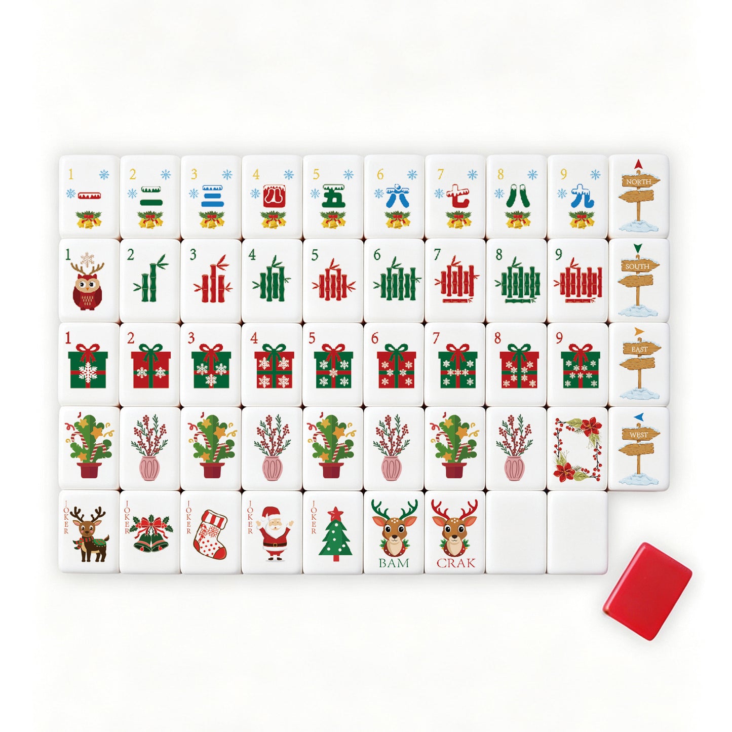 Christmas Mahjong Tile Four-Layer Mahjong Acrylic Mahjong Tiles(31.5*16*23mm)