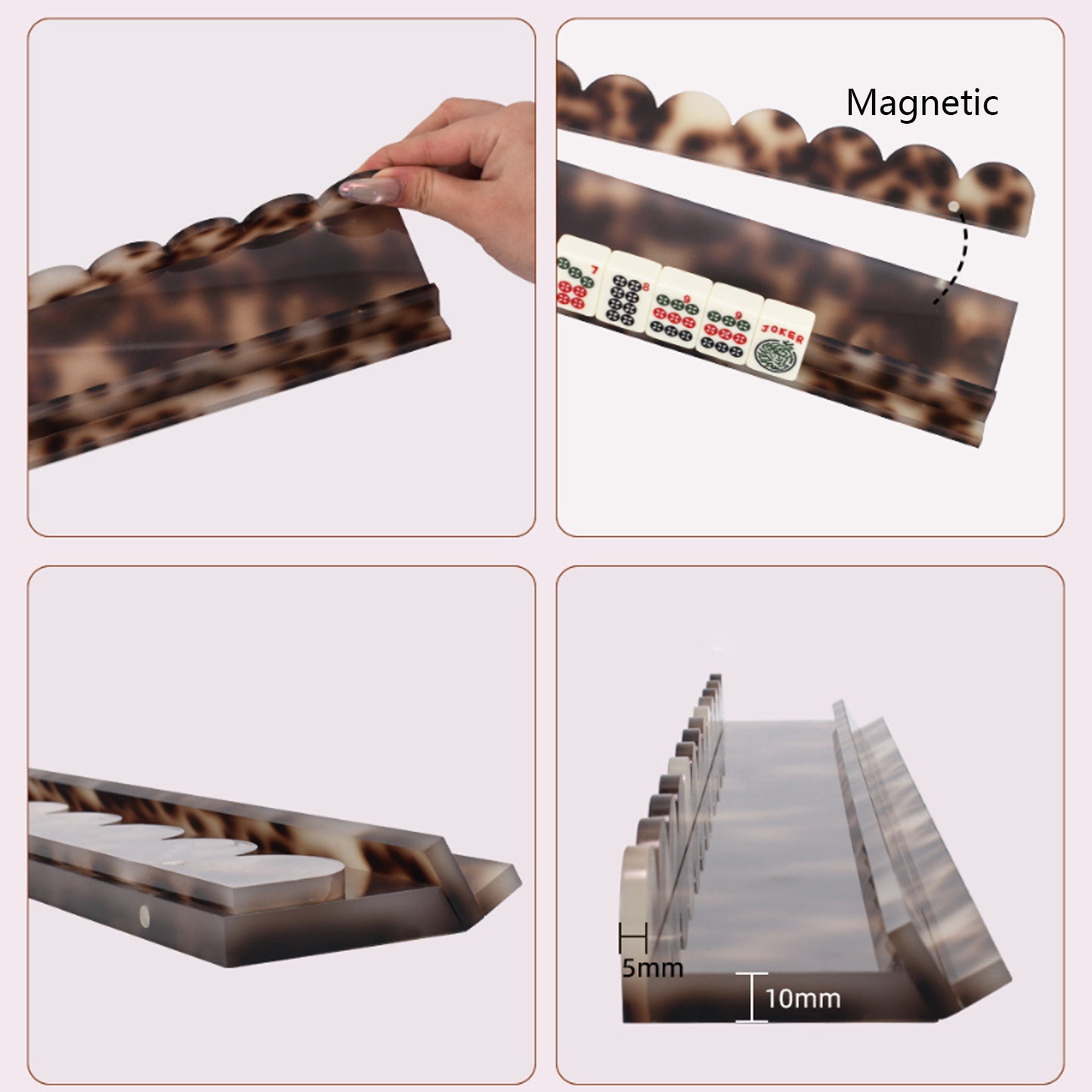 Set Of 4 Luxury Mahjong Rack Tortoise American Scalloped Mahjong Rack