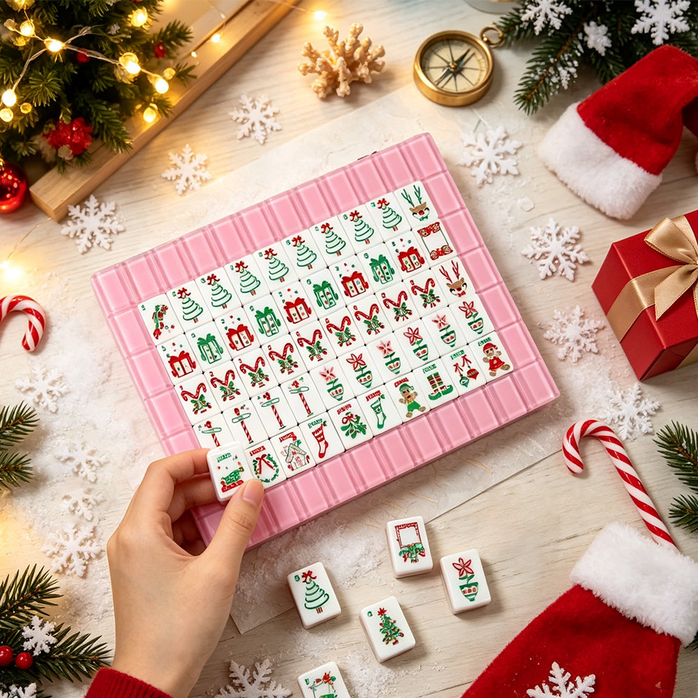 Pink Christmas Mahjong Tiles  (36*25*11mm)
