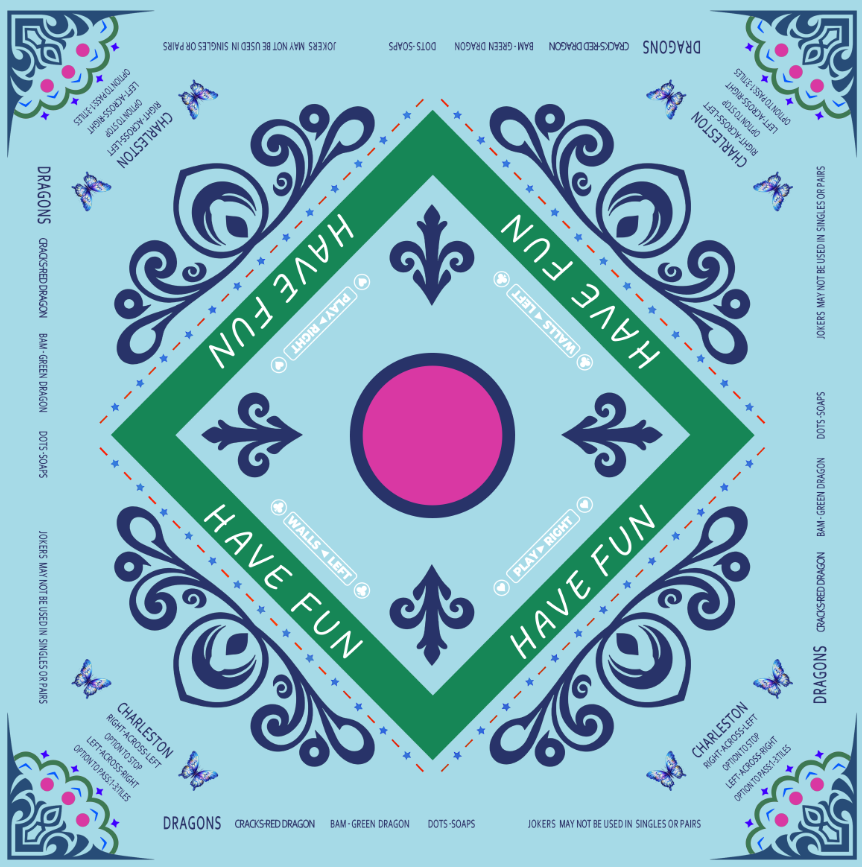 Mint blue Mahjong mat