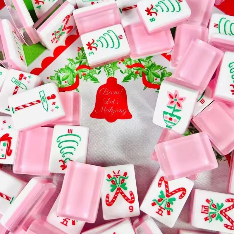 Pink Christmas Mahjong Tiles  (36*25*11mm)