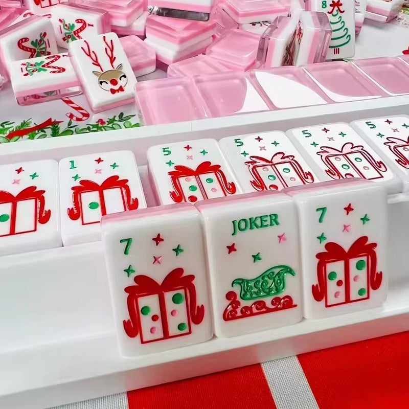 Pink Christmas Mahjong Tiles  (36*25*11mm)