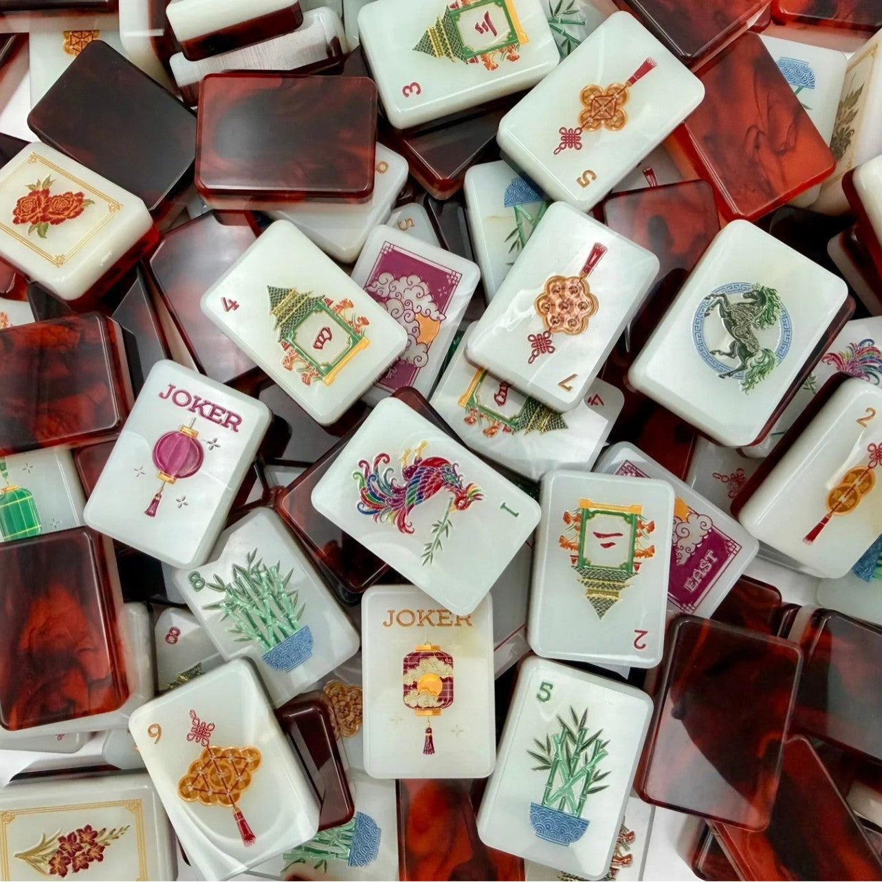America Red Wealth Mahjong Tiles  (36*25*11mm)