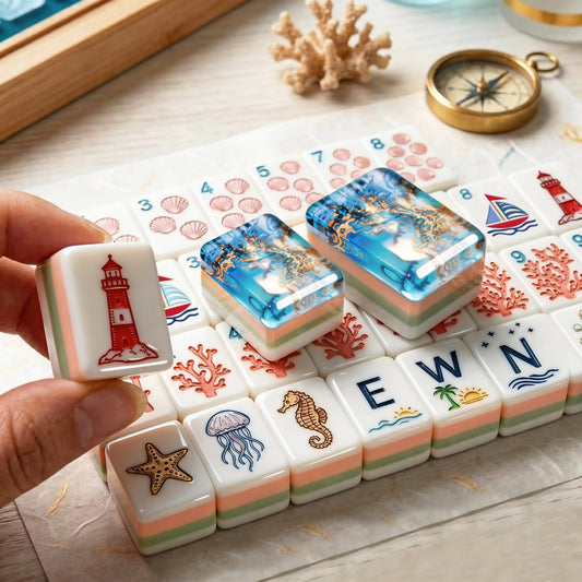 Blue Ocean Mahjong Tile  Four-Layer Mahjong Acrylic