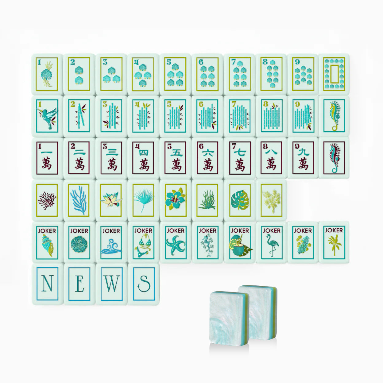 Blue Coral Coast Mahjong Tiles  (36*25*15mm)