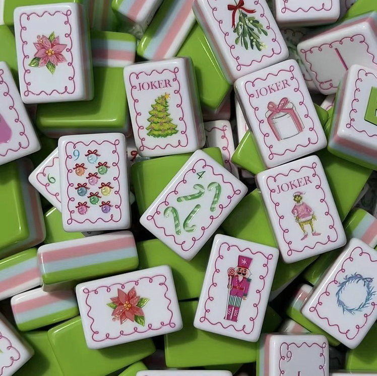 Green Christmas Mahjong Tiles  (36mm×25mm×15mm)