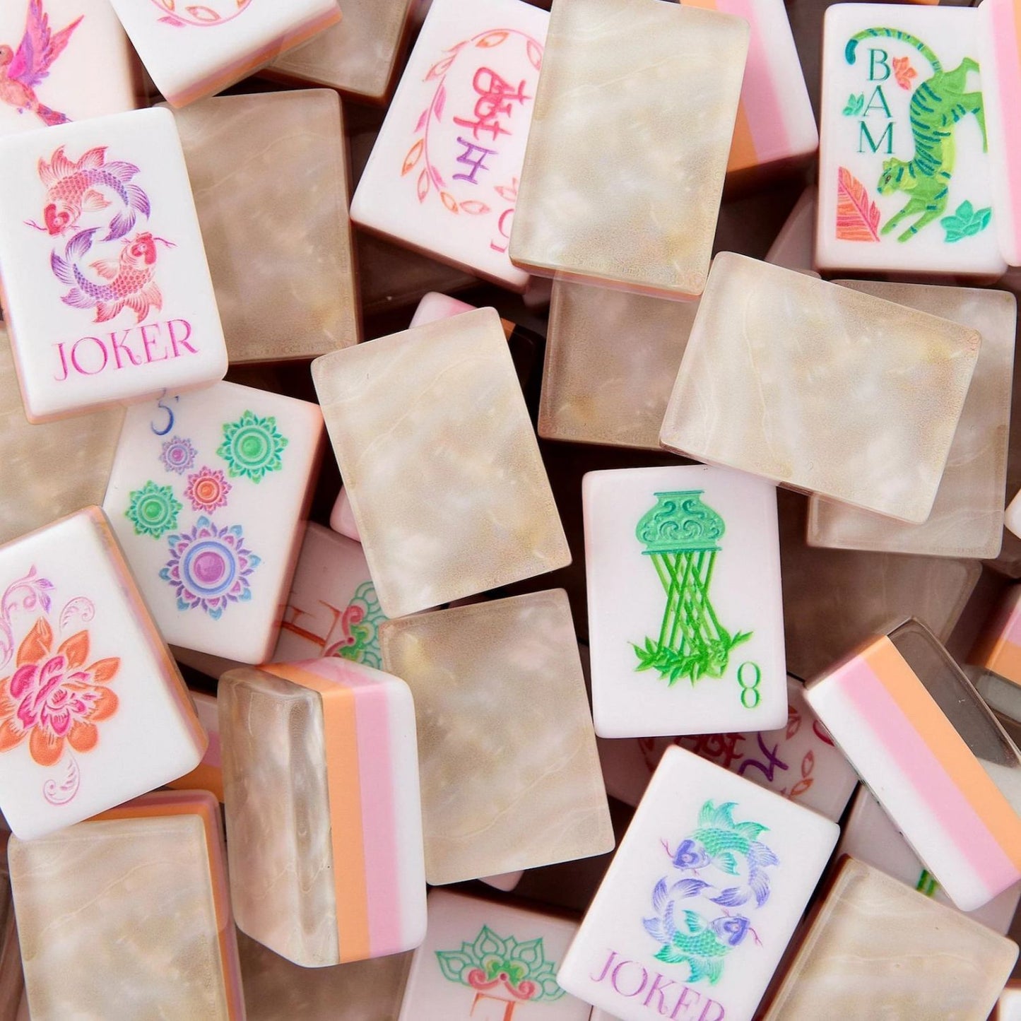 Pearls Mahjong Tile Set Custom Color Four-Layer Mahjong Acrylic Mahjong Tiles