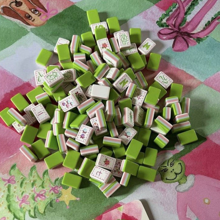 Green Christmas Mahjong Tiles  (36mm×25mm×15mm)