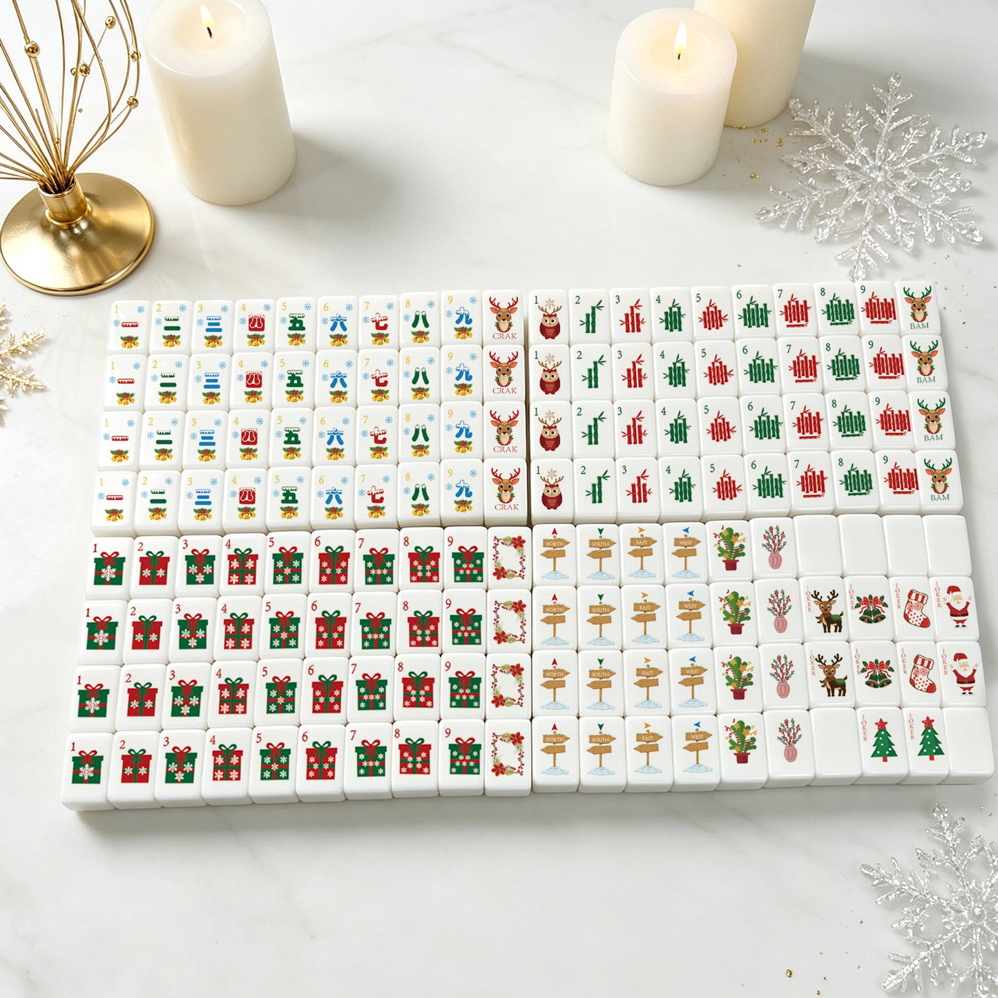 Christmas Mahjong Tile  Four-Layer Mahjong Acrylic Mahjong Tiles(31.5*16*23mm)