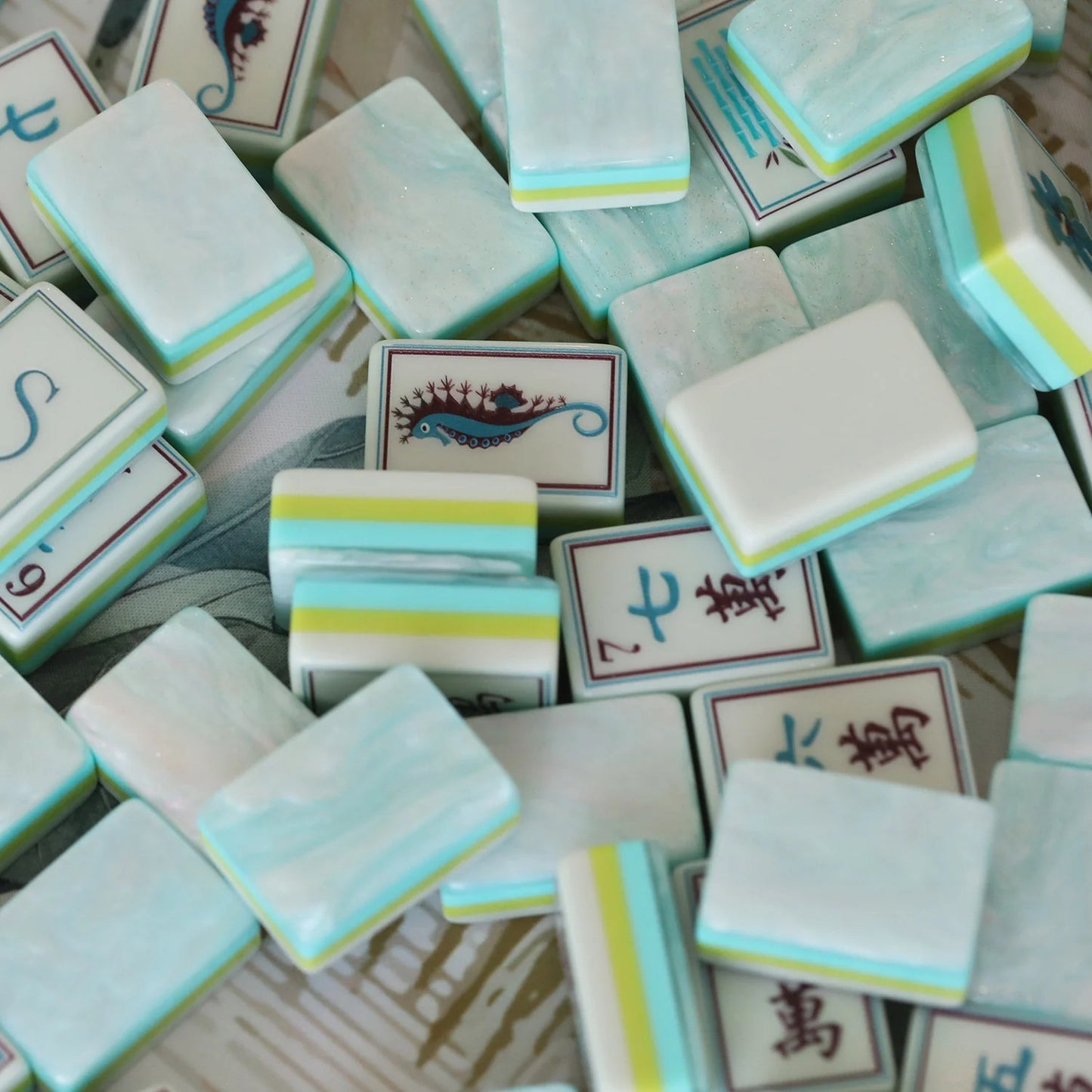 Blue Coral Coast Mahjong Tiles  (36*25*15mm)