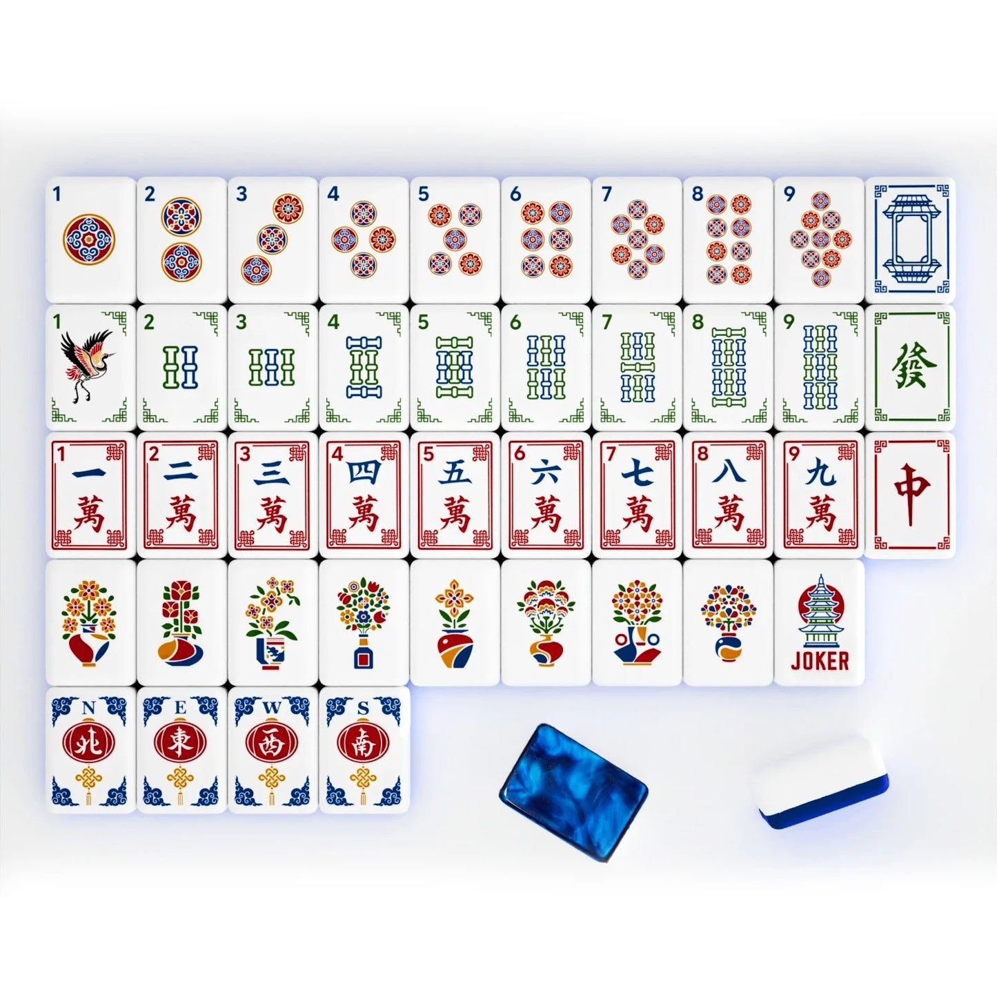 Blue Diamond Mahjong Tiles  (32X23X15mm)