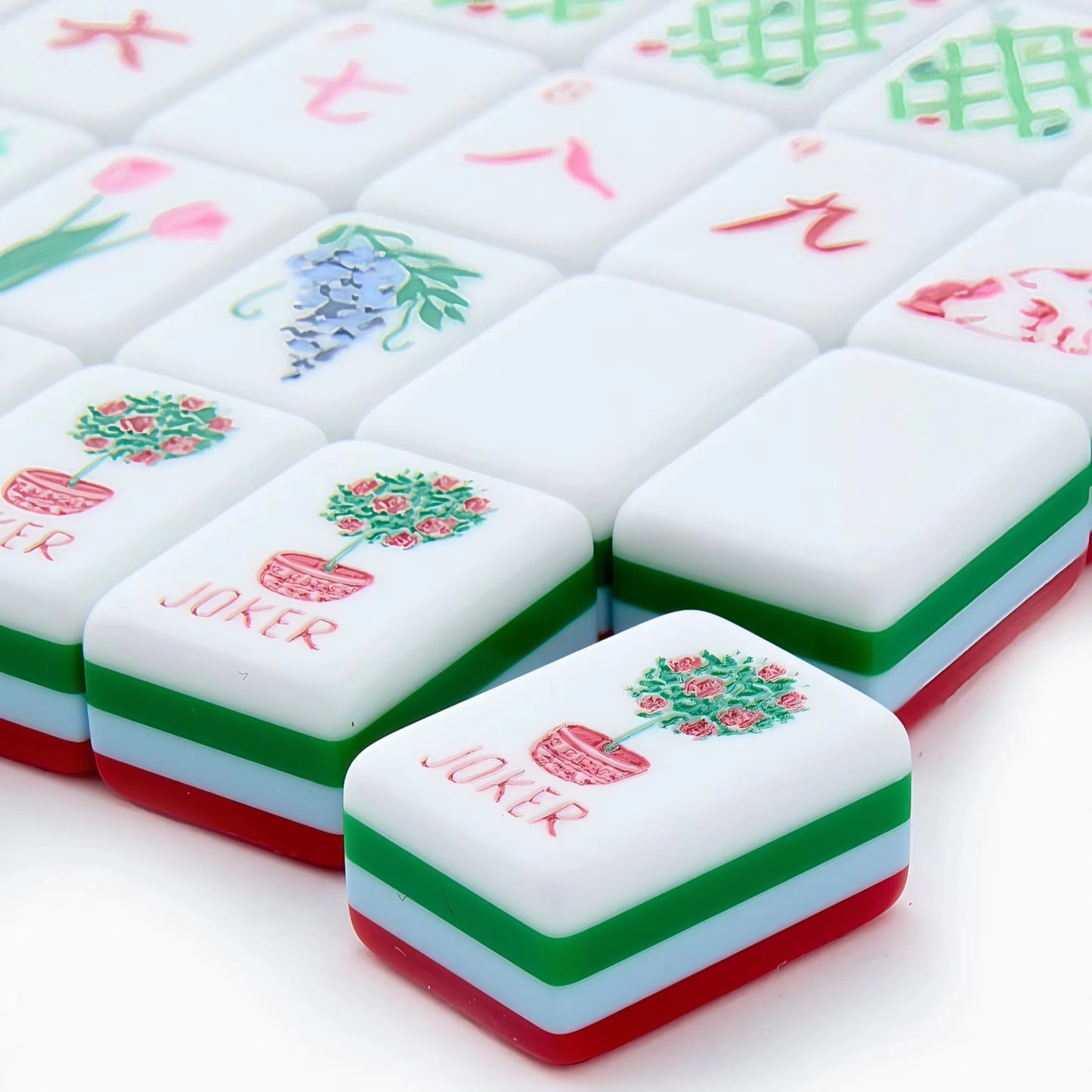 Red  Mahjong Tile Set Custom Color Four-Layer Mahjong Acrylic Mahjong Tiles