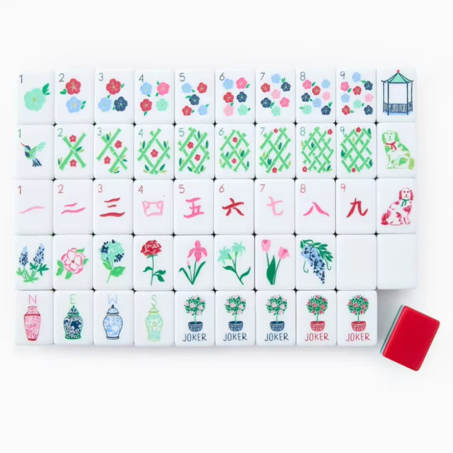 Red  Mahjong Tile Set Custom Color Four-Layer Mahjong Acrylic Mahjong Tiles
