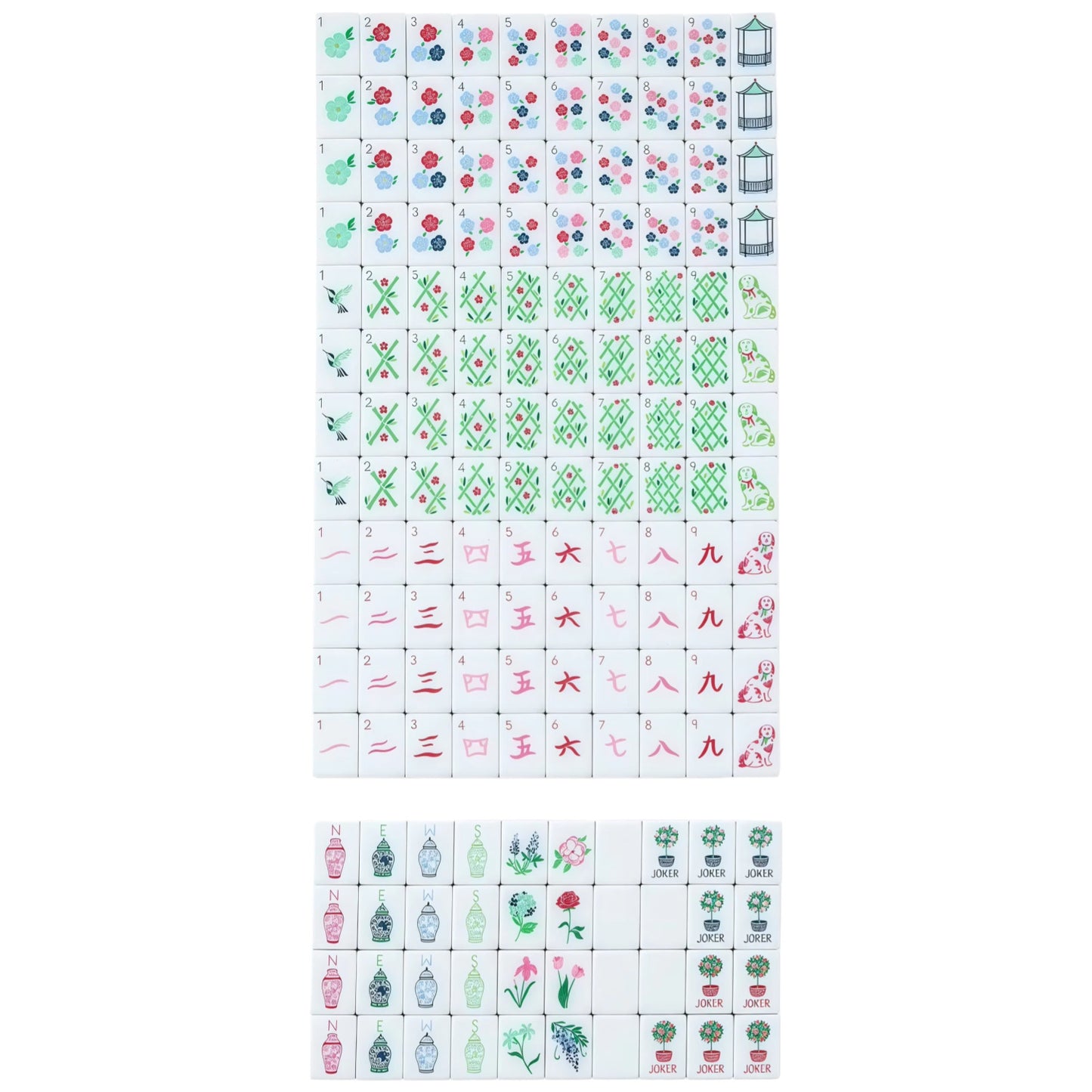 Red  Mahjong Tile Set Custom Color Four-Layer Mahjong Acrylic Mahjong Tiles